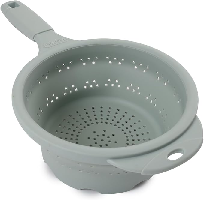 Dexas 8" Collapsible Silicone Strainer in Sage, Kitchen Strainer with Handles, 7.2 Cup Capacity | BPA-Free, Heat-Resistant, Space-Saving Kitchen Tool