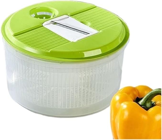 Manual Salad Spinner - Hand Operated Vegetable Dryer for Quick Washing and Drying Greens, Lettuce, and Berries(Black)