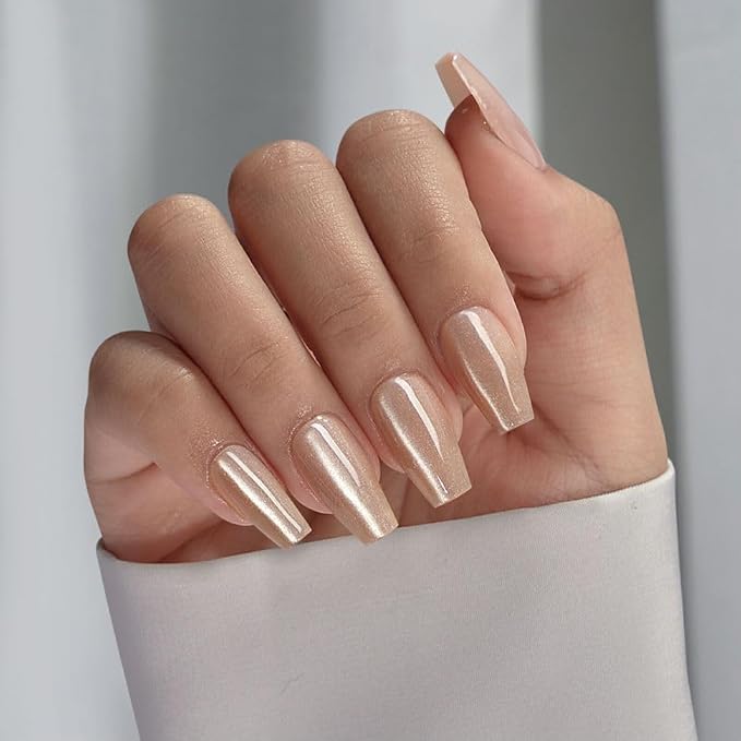 BTArtboxnails XCOATTIPS Cat Eye Press On Nails, Short Coffin, Aurora | Lamp-Curable 4-Week Wear, Salon Quality Value at Home, Natural Nail Look, Easy-to-Apply for Beginners, 1606ct Nail Tips Only