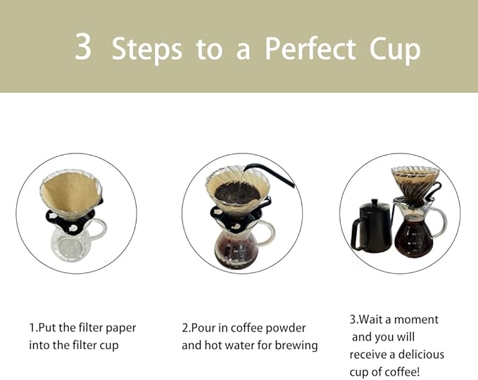 T-mark Glass Coffee Dripper/Filter Cup，Size02（1-4Cups） | Slow Brewing Glass Pour Over Coffee Maker,Home&Offices,Travel