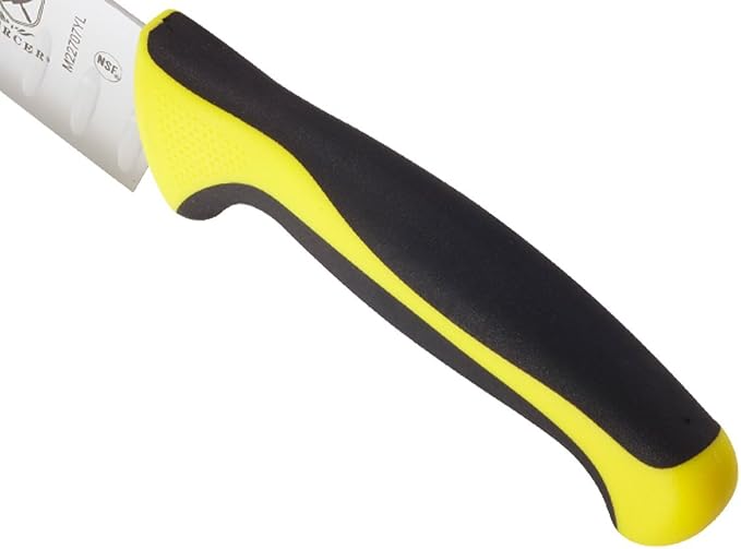 Mercer Culinary Millennia Color Handle Cutlery 7" Santoku Knife (Granton Edge) Yellow