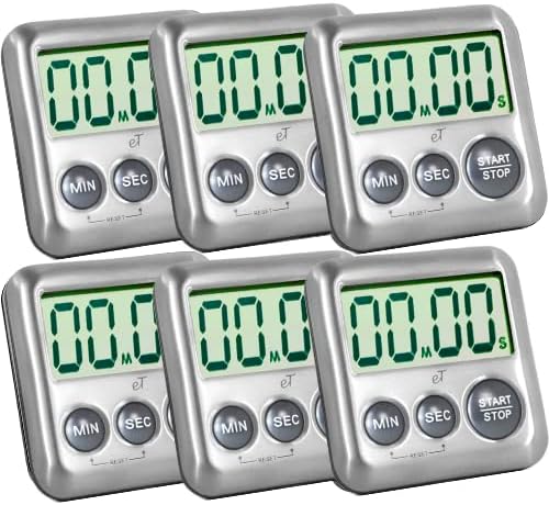 Elegant Digital Kitchen Timer Stainless Steel - Loud Alarm - Model Charcoal