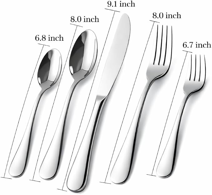Silverware Set for 4, Stainless Steel Flatware Cutlery Set, Mirror Polished | Mirror Polished Utensils Spoons and Forks Set for Kitchen，Dishwasher Safe