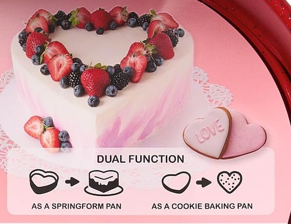 casaWare Heart Springform 10-Inch Pan, Ceramic Coated NonStick Red Granite