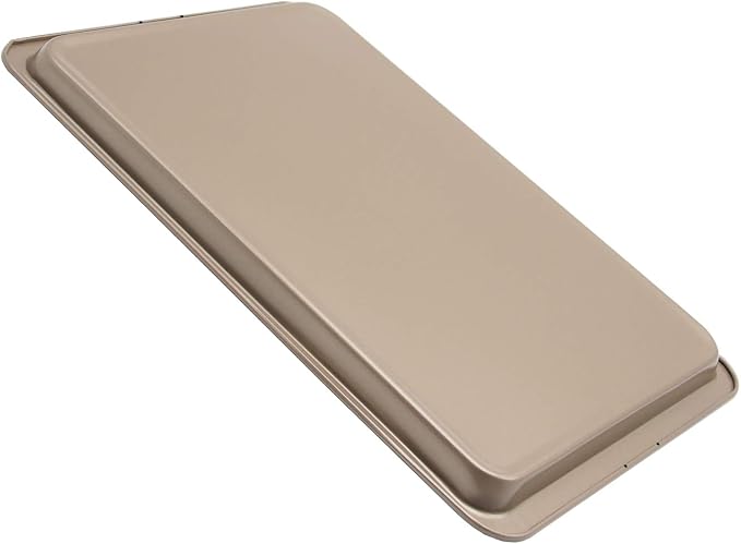 2PCS Cookie Sheet 10x14.5 Inch (Inner 9x13) Baking Sheet Nonstick Heavy Carbon Steel Baking Pans Bakeware | Heavy Carbon Steel, Inner size 9x13", Food Tray, 1/4 Toaster Oven Baking Pans, Easy Clean, Reheat Food