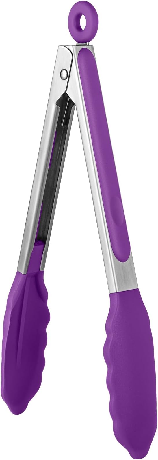 U-Taste Kitchen Tong for Cooking, 600ºF Heat-Resistant Tps, 9in/Purple | Rubber Tong for Serving Food, Salad/Grill/BBQ/Steak/Pasta Silicon Tongs, 18/8 Stainless Steel Handle & Smooth Locking