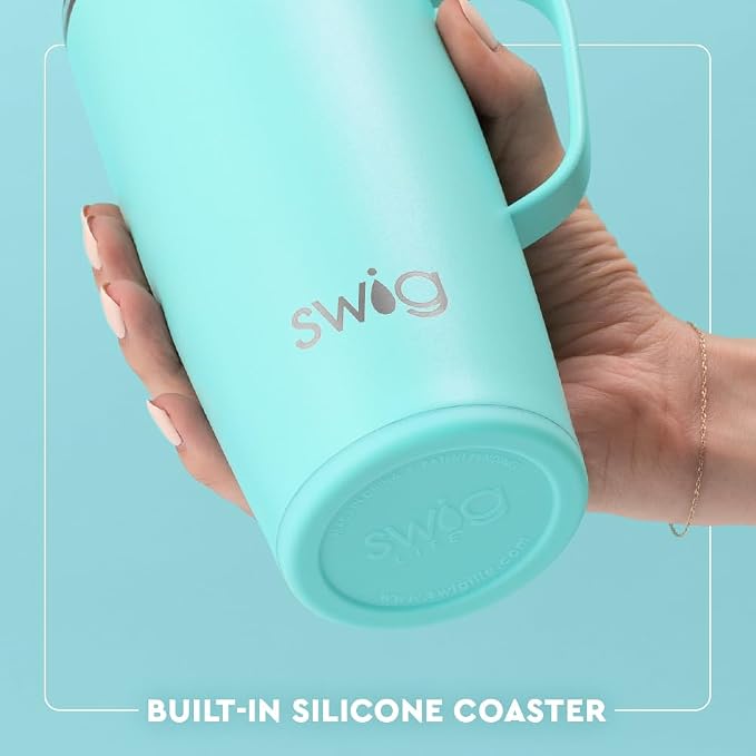 Swig Life 22oz Insulated Travel Mug with Handle & Lid, Golf Ball | Triple Insulated Stainless Steel - Handle & Lid Included - Keeps Coffee Hot or Cold - Cup Holder Friendly