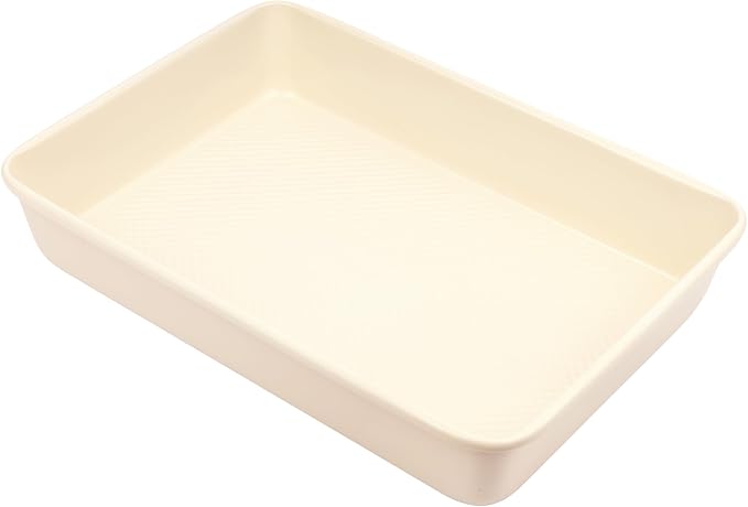 David Burke 13x9 Oblong Baking Pan – Carbon Steel, Non-Stick, PFTE & PFOA Free, Oven Safe with AirFlow Baking Technology – Cream
