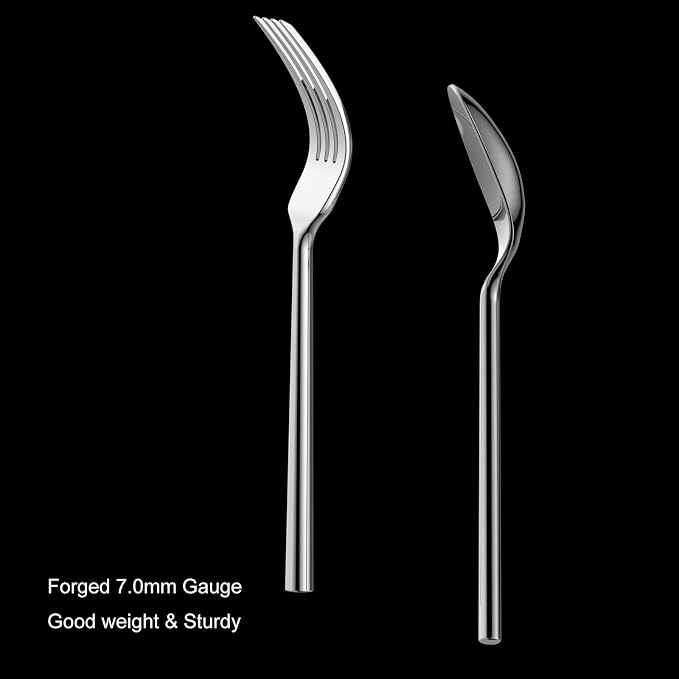 Alata Potter 40-Piece Forged Silverware Set Stainless Steel Flatware Set Cutlery Set, Service for 8, Mirror Finish, Dishwasher Safe