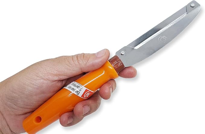 WitnyStore Kitchen Tool 8½" Long Orange Plastic Handle Stainless Steel Peeler - Thai Cooking Utensils Multipurpose Portable Hand-Held Cookery Equipments for Preparing Food Fruit Vegetable
