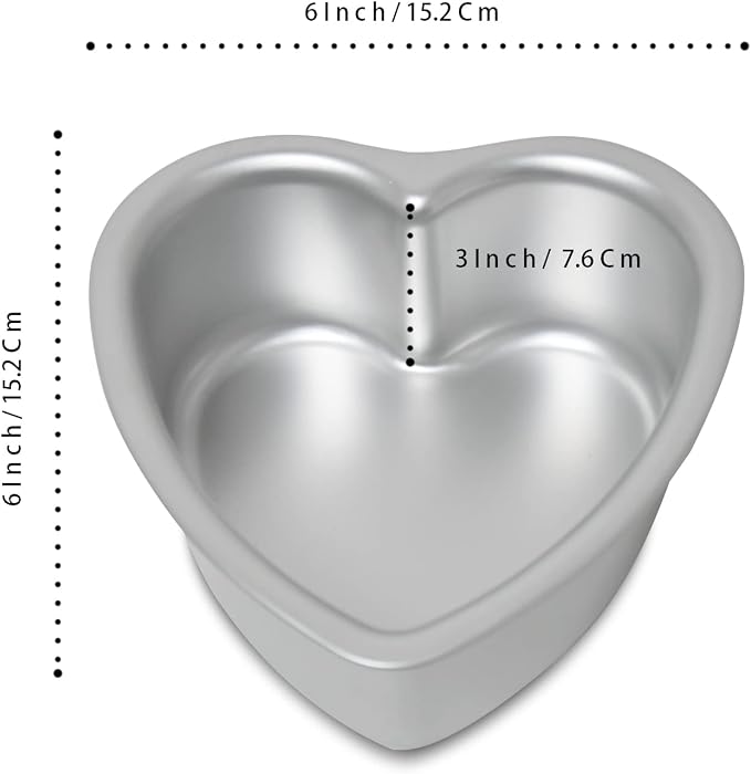 Heart-shaped cake pan, heart-shaped cake tin, aluminum, 6-inch heart-shaped-pan, for weddings, parties, family and other occasions cake (6 x 3 Inch,Set of 2)