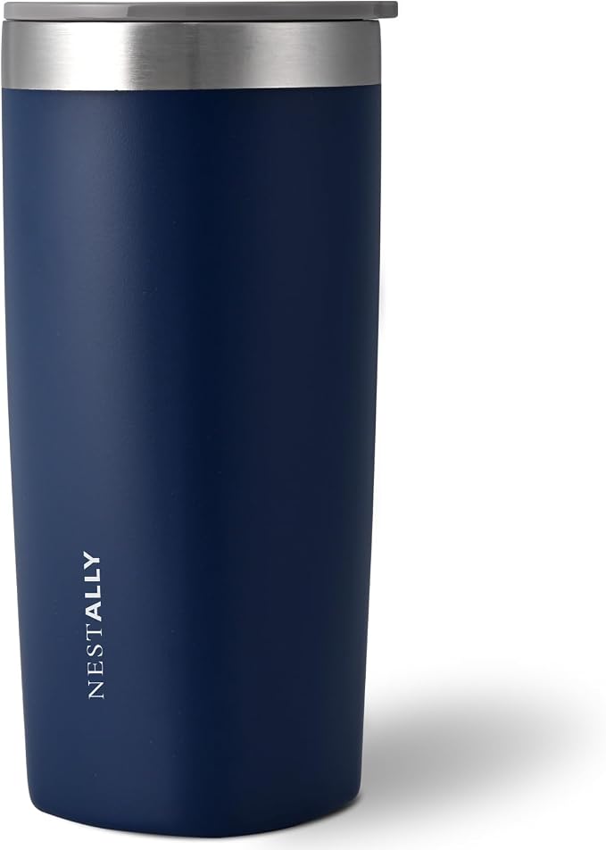 NESTALLY Crafted 20oz Stainless Steel Insulated Tumbler with Lid,Navy Blue | Stainless Steel Double Wall Vacuum, BPA Free,Travel Coffee Mug Keeping Drink Cold & Hot,Gifts for Women Men Her Him