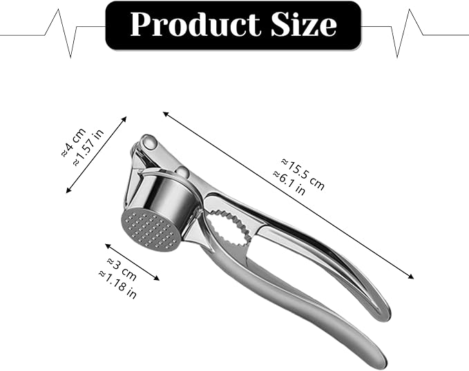 2 Pcs Garlic Press Multifunctional Stainless Steel Garlic Crusher for Kitchen Tool, Silver