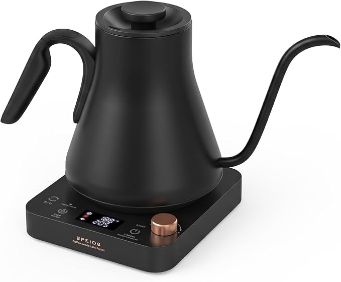 Epeios Gooseneck Electric Kettle ±1°F Temperature Control,1200W,0.9L,Black | Rapid Heating, Precision Pour-Over for Coffee & Tea,Smart Hot water Boiler, 304 Stainless Steel Interior, Auto Shut-Off