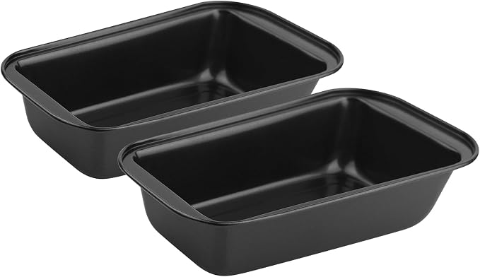 Novery 2PCS 8"x4" Non-Stick Carbon Steel Loaf Bread Baking Pans | Even Heating, Easy Release, For Homemade Bread Meatloaf Brownies Cakes, Sourdough, Lasagna, Rectangle Bakeware