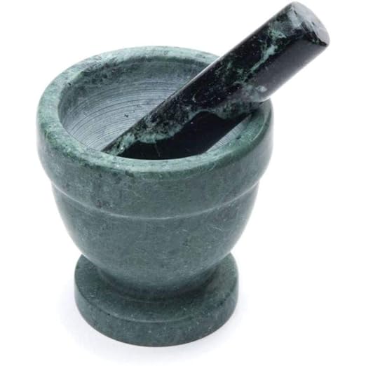 Fox Run Marble Mortar and Pestle, Green, 4" | Designed For Efficient Grinding Of Spices & Herbs | Natural Marble Mortar & Pestle Set | Beautiful Small Green Spice Grinder