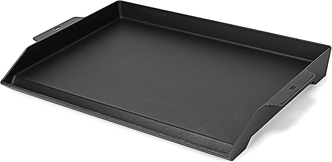 Utheer 25" x 16" Cast Iron Griddle for Gas Grill, Stove Top, Flat Top Pan | Large Universal flat top with high sidewalls and X-ridge for family BBQ, outdoor parties, camping and tailgating meals