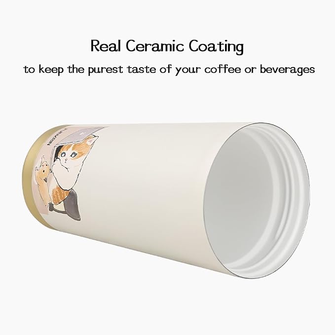 Funkrin Coffee Travel Mug with Flip Lid, 16oz Insulated Tumbler Cup with Ceramic Coating, Double Wall Vacuum Leak-Proof Tumbler for Office School Party Camping
