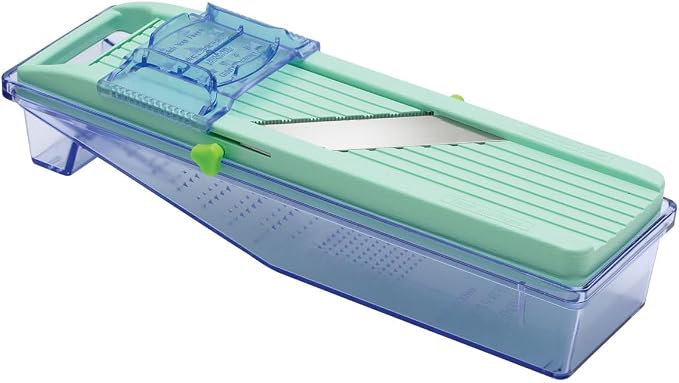 Benriner Mandoline Slicer with Collection Tray and 4 Blades, Japanese Stainless Steel, BPA Free