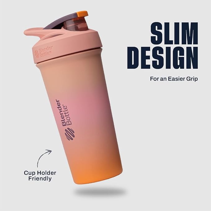 BlenderBottle Sport Sleek Stainless Steel Shaker Bottle 25 oz Pink/Orange