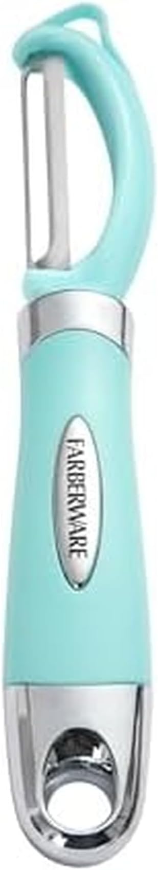 Farberware Vegetable Peeler, Pro2 Euro Peeler with Sharp Stainless Steel Swivel Blade and Ergonomic Handle, Dishwasher Safe, Aqua Sky