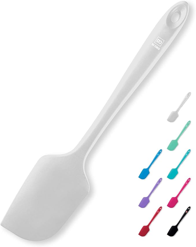DI ORO Large Silicone Spatula - 600F Heat Resistant, Stone | Rubber scraper for baking, mixing, and frosting; Won't scratch nonstick pots and pans; BPA-free and dishwasher safe