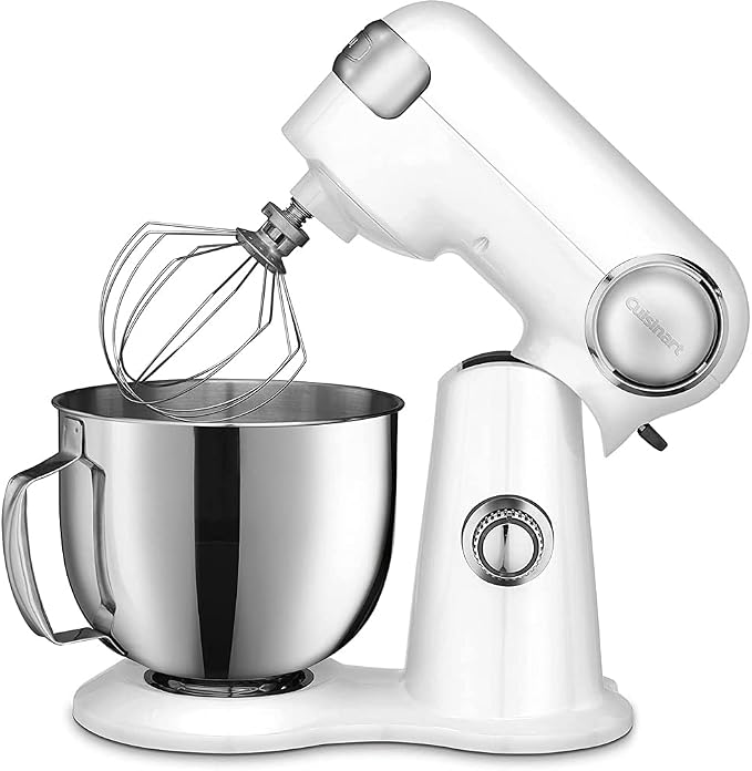 Cuisinart SM-50 Precision Master 5.5-Quart Stand Mixer White Linen Bundle with Deco Chef Pair of Red Heat Resistant Oven Mitt and 1 YR CPS Enhanced Protection Pack
