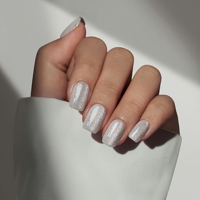 BTArtboxnails XCOATTIPS Cat Eye Press On Nails, Short Square, Frozen | Lamp-Curable 4-Week Wear, Salon Quality Value at Home, Natural Nail Look, Easy-to-Apply for Beginners, 150ct Nail Tips Only