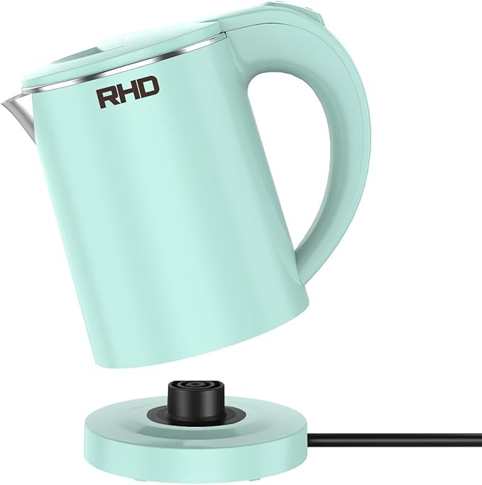 RHD 0.5L Small Portable Electric Kettle, 600W Stainless Steel Travel Kettle | Auto Shut-Off, Boil-Dry Protection, 304 BPA-Free Hot Water Boiler, Fast Boiling for Travel, Office, Dorm, Camping, Tea,Coffee