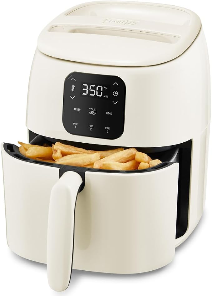 Dash Tasti-Crisp Digital Air Fryer, 2.6 Quart, Cream | Small Compact Basket Style Air Fryer for One or Two People, Auto Shut Off, Adjustable Temperature, Dishwasher Safe Parts