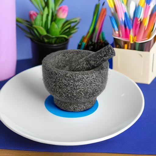IMUSA 6.5" Traditional Heavy Duty Polished Granite Molcajete for Fresh Guacamole, Salsa, Pesto, Herbs, Spices