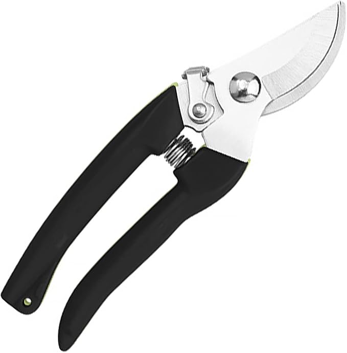 Curve Gardening Scissor with Sharp Stainless Steel Blade Garden Shears for Cutting Flowers Trimming Plants of Yard Florist Flower Rose Herb Hedge Bonsai and Fruits Picking (Black Handle)