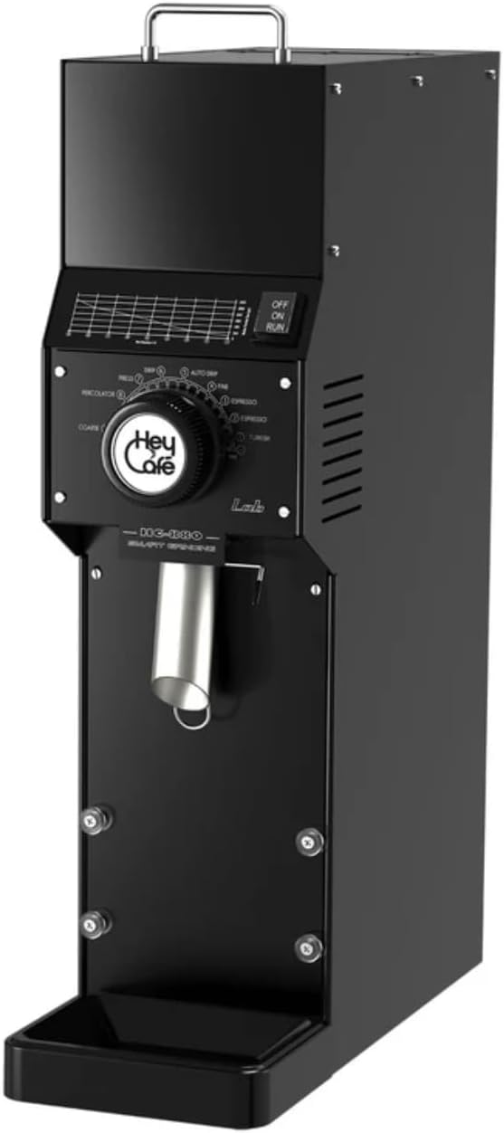 HeyCafé HC-880 LAB Shop Coffee Grinder – 84mm Flat Hardened Steel Burrs, Stepless Grind Adjustment, 1.3kg Bean Hopper, 550W Motor, Professional High-Volume Grinder, White