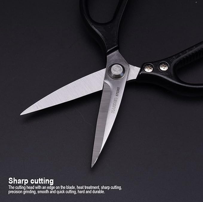 Edward Kitchen Scissors - Heavy Duty Stainless Steel Scissors for Meat, Cooking, Herbs - Dishwasher Safe (1, Black)