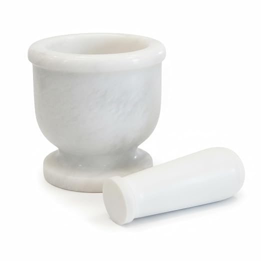 Marble Mortar and Pestle Set 4" Inch Handmade Hand Grinder for Kitchen Ideal Mortar and Pestle Set Spice Grinder and Garlic Crusher, White