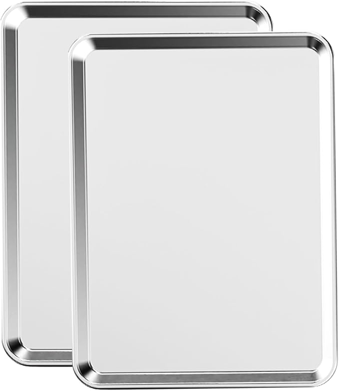 Baking Sheet Set of 2, Stainless Steel Cookie Sheets for Baking, 18 x 13 Inch Thicker Large Baking Pans Oven Tray, Warp Resistant Nonstick Half Sheet Pan, Nontoxic & Heavy Duty