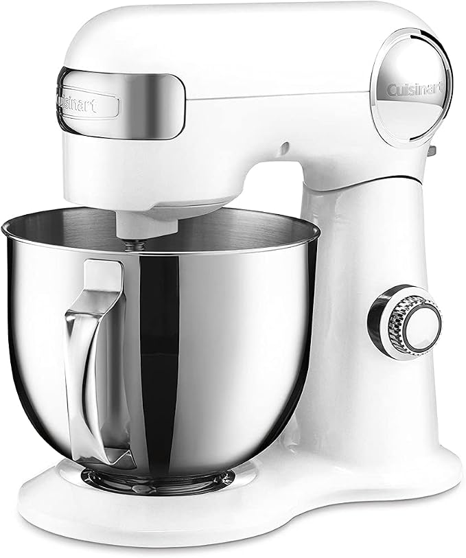 Cuisinart SM-50 Precision Master 5.5-Quart Stand Mixer White Linen Bundle with Deco Chef Pair of Red Heat Resistant Oven Mitt and 1 YR CPS Enhanced Protection Pack