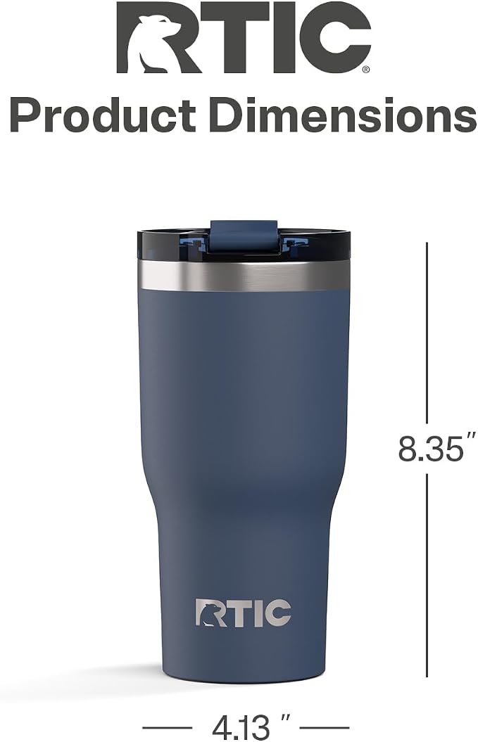 RTIC 30oz Essential Tumbler with Lid, Ceramic Lined, Navy | Insulated, Stainless Steel Metal, Portable Travel Cup for Hot and Cold Drinks, Coffee, Car, Camping and Travel