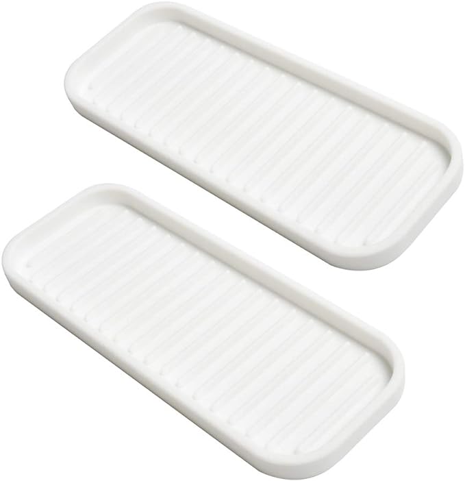Silicone Sponge Holder for Kitchen Sink - Soap Tray 2 Pack White | Kitchen soap tray, sponge tray, sink organizer, dish caddy; soap holder, soap dispenser, scrubber, spoon holder, accessories