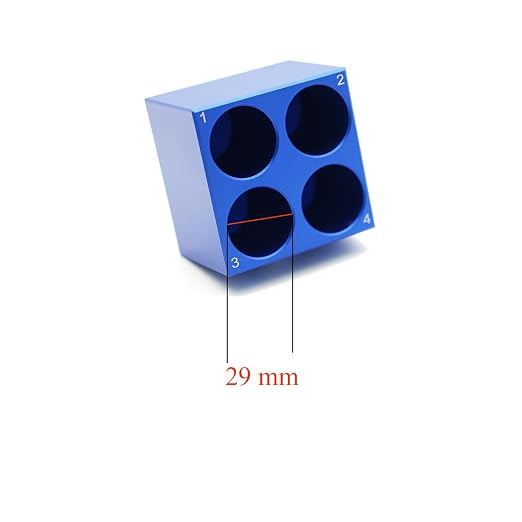 1 Pcs Aluminum Cooler Cooling Block PCR Test Tube Rack 4 Wells for 50mL | 29mm Hole Diameter for PCR/Microcentrifuge Tubes; Enzymes, RNA, Reagents, and Temp-sensitive Samples in Cold Prep (Blue)