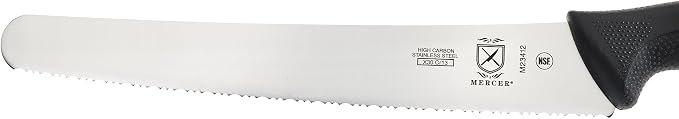 Mercer Culinary M23412 Millennia Black Handle, Wide Fine Sawtooth Blade, Bread Knife