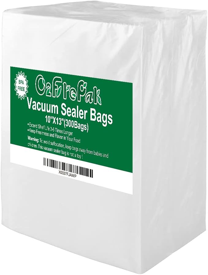 Plus Quart 10"x13" Vacuum Sealer Bags 300ct for Food Storage | BPA Free PreCut Food Grade,Commercial Grade,Heavy Duty Vacuum Food Freezer Bags,Great for Sous Vide Vacuum Sealer