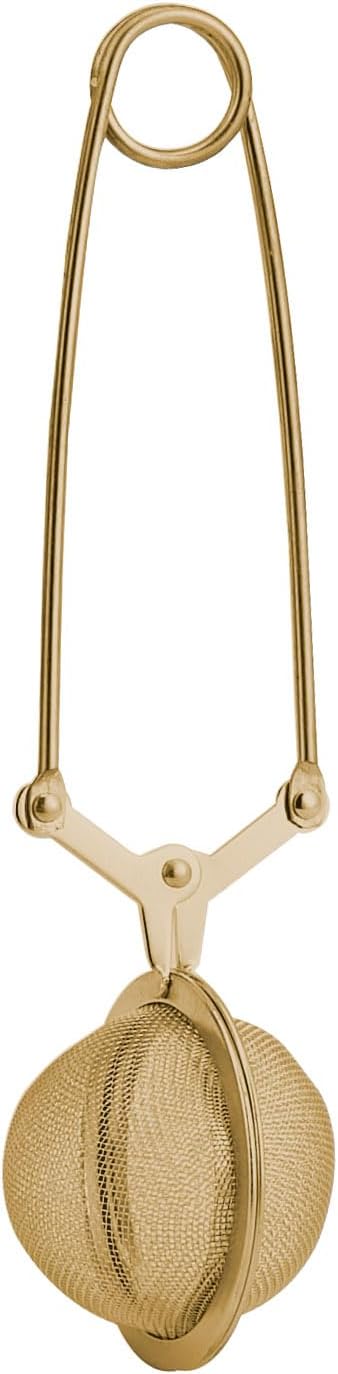 HIC Kitchen Gold Mesh Snap Tea Ball Infuser, Gold-Toned Titanium-Coated Stainless Steel, For Loose Tea or Mulling Spices