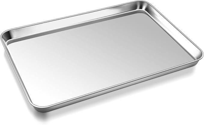 P&P CHEF Baking Sheet Pan, Stainless Steel Cookie Sheet, 17.3 Inch & 1 Pc | Oven Tray Sheet Pan for Baking & Serving, Baking Tray for Multi Uses, Heavy Duty & Non-toxic, Rust Free & Dishwasher Safe