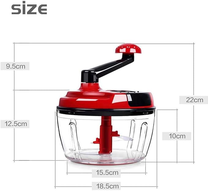 Multi-Functional Manual Food Processor,8 Cup Hand-powered Crank Chopper,Mincer Blender with Clear Container,for Vegetables Meat Fruits Nuts Herbs Onions
