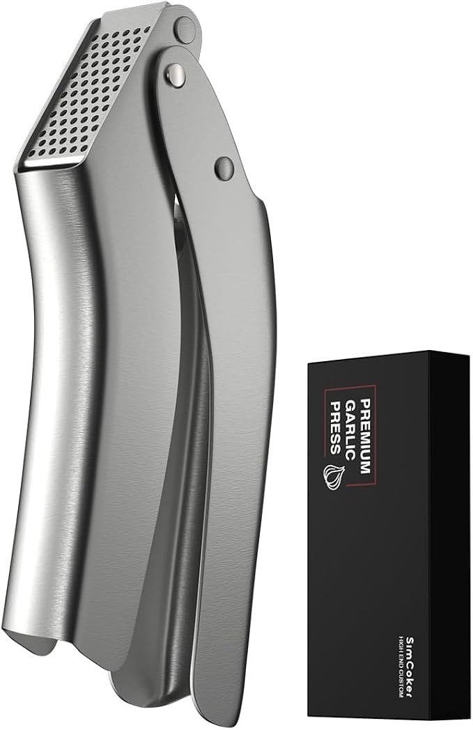 Garlic Press, No-Peel Garlic Crusher with 270° Flip for Easy Cleaning | 304 stainless steel press with an easy-lever handle, fine garlic texture and dishwasher-safe cleanup for everyday meals