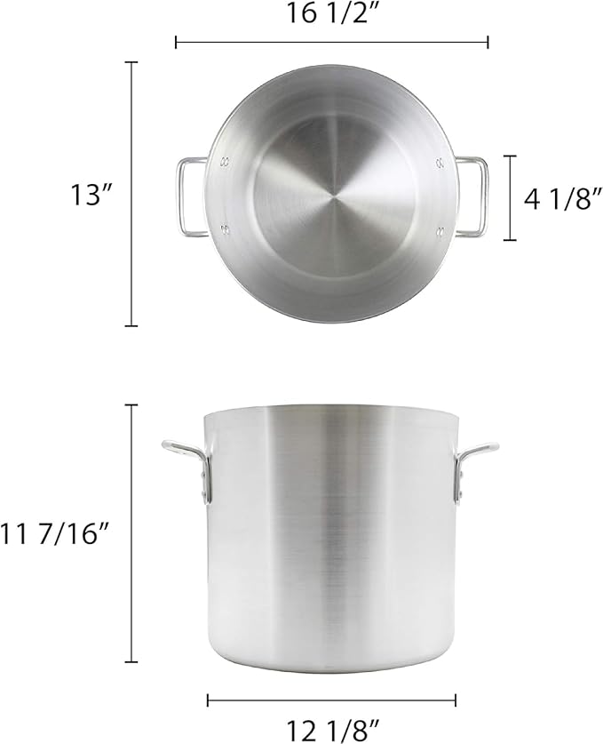 TrueCraftware- 24 qt. Heavy-Duty Aluminum Stock Pot with Riveted Handle 6mm Thickness-Multipurpose Pot Cookware Large Stockpot For Cooking Simmering Soup Stock Home Kitchen