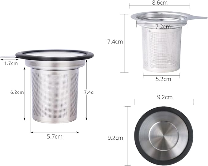 Tea Infuser, Extra Fine Mesh Tea Strainer with Silicone Lid, 304 Stainless Steel Tea Infusers for Loose Tea, Tea Steeper Basket Filter for Teapot, Mug, Cup
