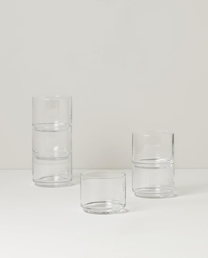 Lenox Tuscany Classics Stackable Highball Glasses, Set of 6 | dishwasher safe | 2.5 inch height | stackable design | 9oz, gift for women, drinking glasses cups, glassware