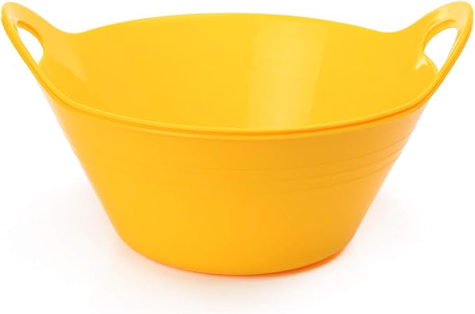 Mintra Home Plastic Bowls with Handles (1.8L Medium 2pk, Yellow)
